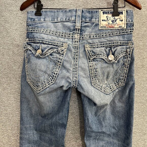 True Religion Jeans Women 27 Blue Light Wash 100% Cotton Low Rise USA Western - Picture 12 of 16